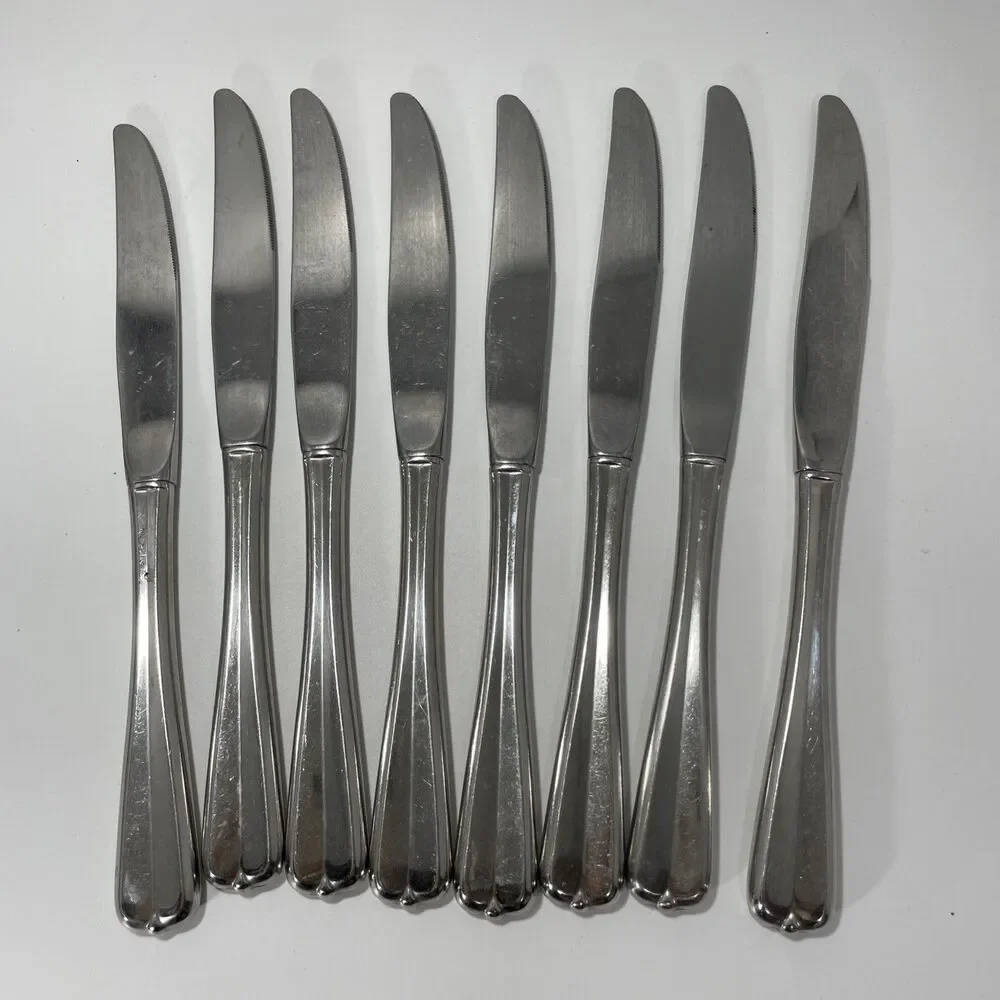 Oneida Gala Impulse Stainless Flatware Set of 8 Dinner Knife Knives Vintage 9”